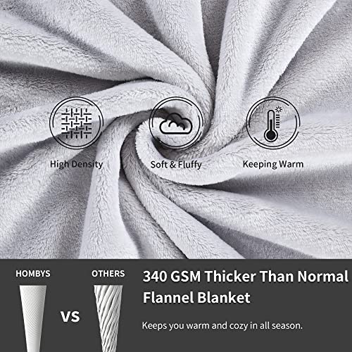 Hombys Oversized King 120X128 Extra Large Bed Flannel Thick Throw Blanket, Soft Light Grey 120X128 Warm Blanket, Outdoor Giant Blanket For Summer And Picnic #TOP5