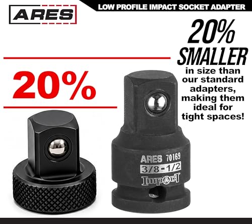 Image of ARES 2001004 Low Profile Impact Socket Adapter /Reducer Set | Impact-Rated; Impact-Rated Heat-Treated Cr-V Steel Features Knurling For Enhanced Grip Designed for