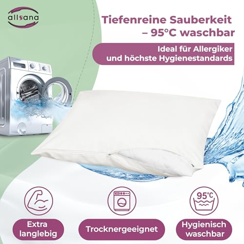 Allsana Allergiker Kissenbezug 80x80 cm | Allergie Bettwäsche | Anti Milben Encasing | Milbenschutz für Hausstauballergiker | allergendichter Zwischenbezug für das Kopfkissen | Hohenstein zertifiziert