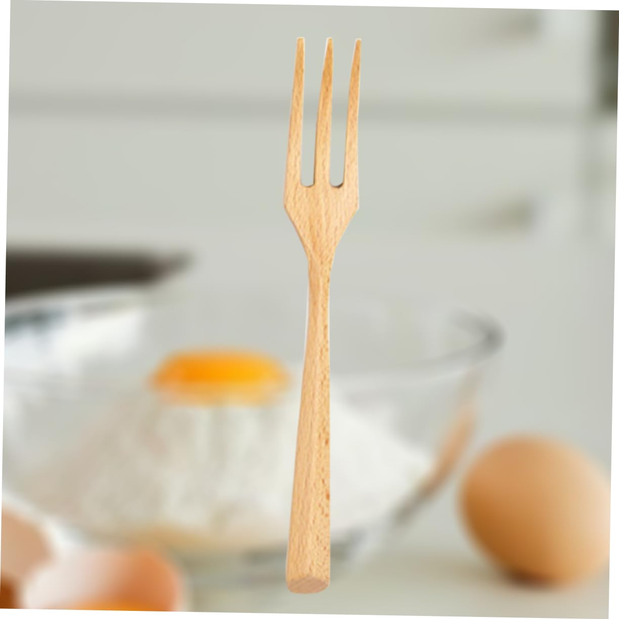 OFFSCH Sturdy Wooden Fork Portable Picnic Ware Reusable Cutlery for Eating Western Food Beech Fork