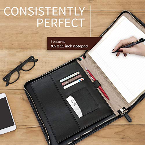 Image of Maruse Italian Leather Executive Padfolio & Passport Holder Bundle, Office & Travel Accessories, Durable Leather Handmade in Italy (Black)