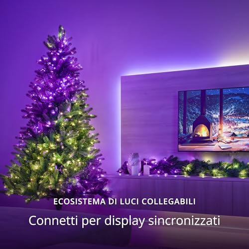 Strings 600 LED RGB+Bianco, Striscia di Luci LED per Esterno e Interno, Luci Smart Multicolore, Compatibile con Alexa e Google Home, Luci Mappabili, IP44, Controllo App, Filo Nero, 48m - Gadget - Immagine 4