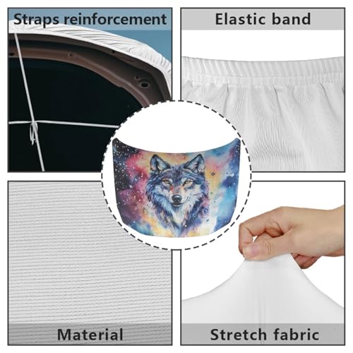 Image of Wolf King Car Hood Cover Stretch Polyester Cover for Waterproof Automotive Accessories Easy Installation