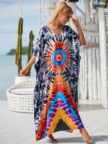 Image of Kaftan Dresses for Women Plus Size Bathing Suit Cover up Caftan Maxi Beach Dresses
