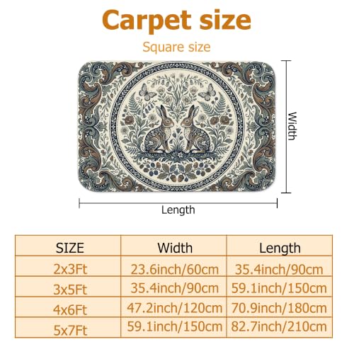 Alfombra de conejo azul marino rectangular antideslizante de primavera lavandería y baño 3