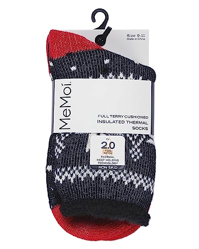 MeMoi Women's Bordered Snowflake Cozy Warm Thermal Crew Socks3