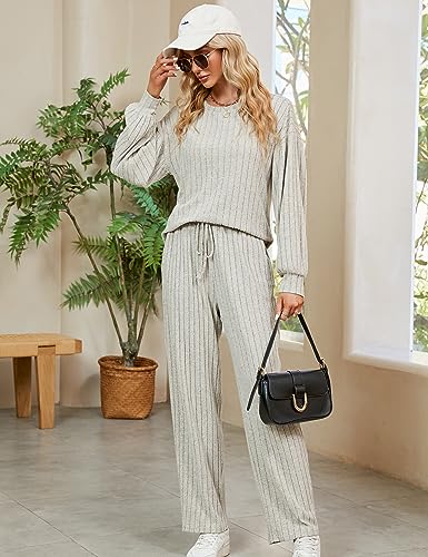 Blooming Jelly Womens Lounge Set Cute Long Sleeve Pajama Sets Casual 2 Piece Pj Outfit Fall Sleepwear Pockets