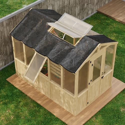 Image of EAGLE PEAK 50 Percent UV Protection Plant Shade Cloth Black Tarp for EAGLE PEAK 6.7x9.7x7.7 ft Wood Greenhouse, Black