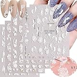 Flowers Nail Stickers Embossing Butterfly Nail Art Decals 5D Self Adhesive Design Nail Art Supplies