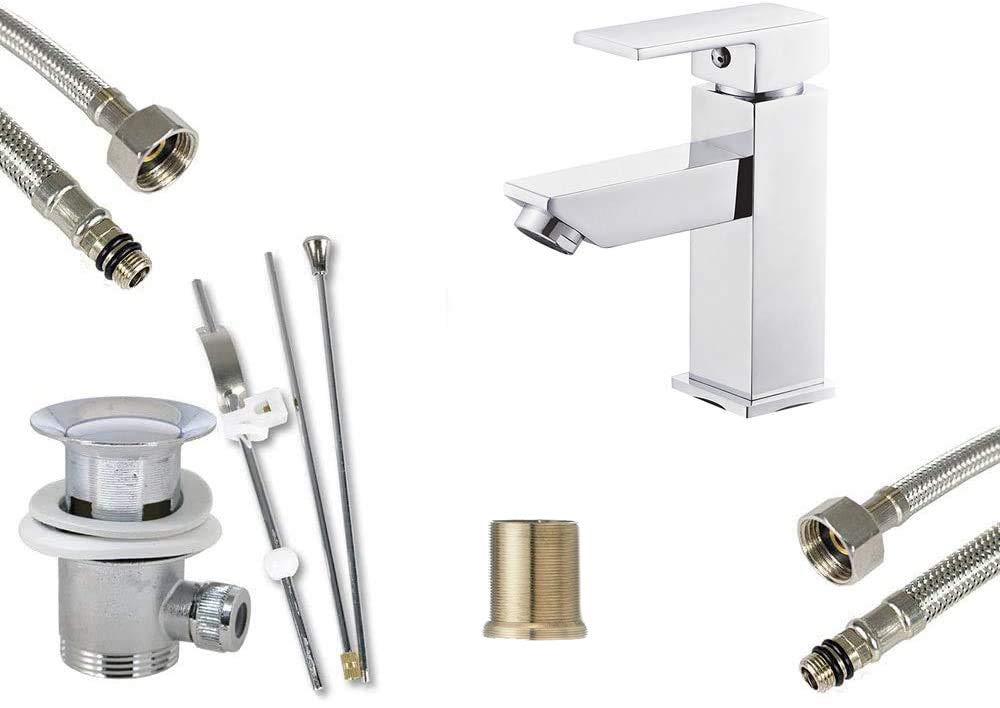 Vetrineinrete® Rubinetto per lavandino miscelatore lavabo da bagno monoforo orientabile monocomando ottone cromato lucido M1