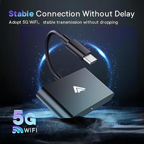 Image of Android Auto Wireless Adapter, 5GHz WiFi Auto Connect, Low Latency, Plug and Play, Type-C Interface, Suitable for Android Phones Converts Wired Android Auto to Wireless