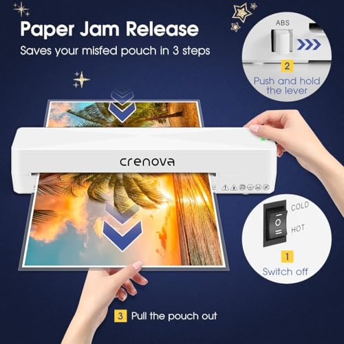 image for Crenova Laminator Machine with 10 Laminating Sheets, A4 Laminating Mac