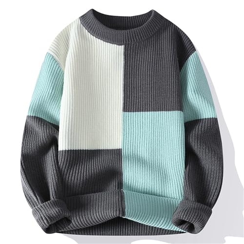 Oversized Patterned Sweaters for Men Winter Casual Vintage Cable Knit Crewneck Long Sleeve Heavyweight Pullover Tops
