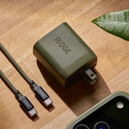 Image of Ridge 45W Charger for Power Bank, Dual USB-C Ports, Laptop-Grade Power with Complete Cable Kit Included - Matte Olive