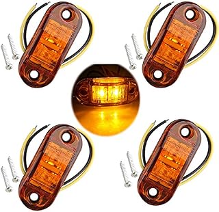 Futheda 4pcs IP65 12V/24V Oval LED Side Marker Lights Front Rear Lights Lamps Universal Indicator of Position with Amber Bulbs for Truck Trailer Van Caravan Lorry Car Bus Boats