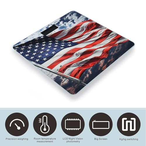 Báscula digital de baño con bandera de EE.UU., capacidad 400 lb miniatura 3