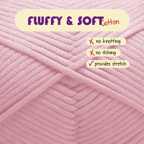 Image of Soft Yarn for Crocheting - Crochet & Knitting Yarn, Beginner Yarn with Easy-to-See Stitches, 250 Yds Amigurumi Yarn, Cotton-Nylon Blend Tshirt Yarn for Crocheting, Worsted Weight Yarn 4, Rose Dust