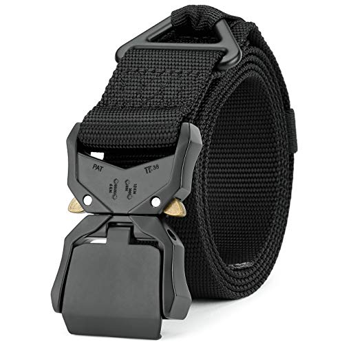 DEYACE Tactical Belts for Men, 1.5 inches Military Style Heavy Duty Nylon Belt with V-Ring Non-Slip Quick-Release Buckle