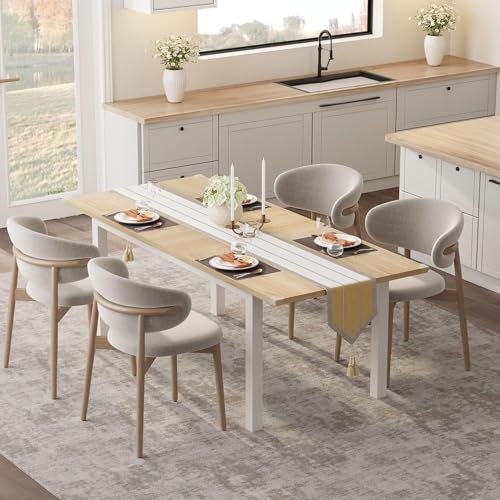 Mesa de comedor extensible de 47.2 a 63 pulgadas con marco de metal resistente 7