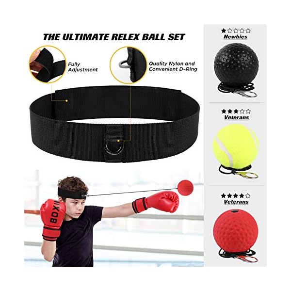 Odoland 7-in-1 Boxing Gloves and Punching Mitts Set for Kids, Boxing Mitts Focus Pads, Kids Boxing Gloves and Protect Sleeves, Reflex Balls Kit and Jumping Rope for MMA Training
