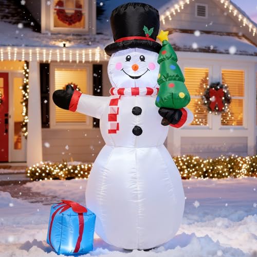 Ycolnaefllr 152 cm Weihnachtsdekoration aufblasbarer Schneemann, hält...