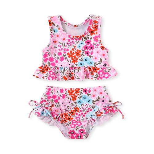 Image of HAPPYMA Baby Swimsuit Toddler Girl Bathing Suit Summer Stripe Bikini Set Beach Two Piece Swim Wear