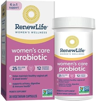 Renew Life Probiotics for Women, 25 Billion CFU Guaranteed, Probiotic Supplement for Digestive, Vaginal & Immune Health, Shelf Stable, Soy, Dairy & Gluten Free, 30 Capsules