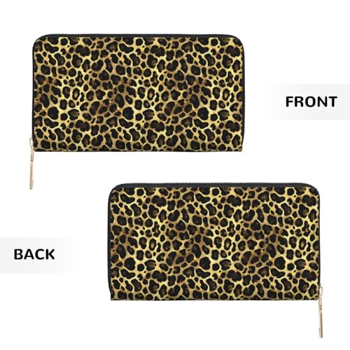 Black Gold Leopard Print Wallet Women Men, Long PU Leather Wallets for Women, Cute Womens Travel Wallet Purse Pouch with Zipper Pocket2