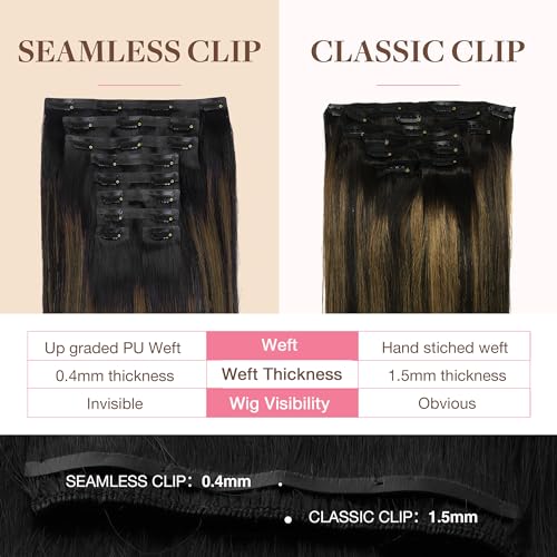 Image of GOO GOO Seamless Clip in Hair Extensions Real Human Hair Remy Extensions
