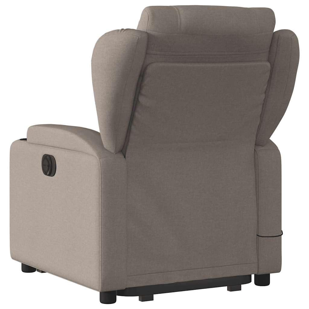 Sillón elevador eléctrico reclinable de tela gris con 6 puntos de vibración, función de elevación e inclinación de 135°, portavasos y bolsillo