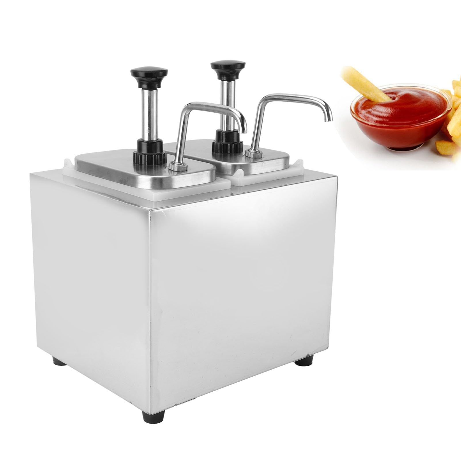 Dispensador de queso Nacho con bomba, acero inoxidable, mantiene la temperatura óptima, calentador de de doble cabeza para uso comercial