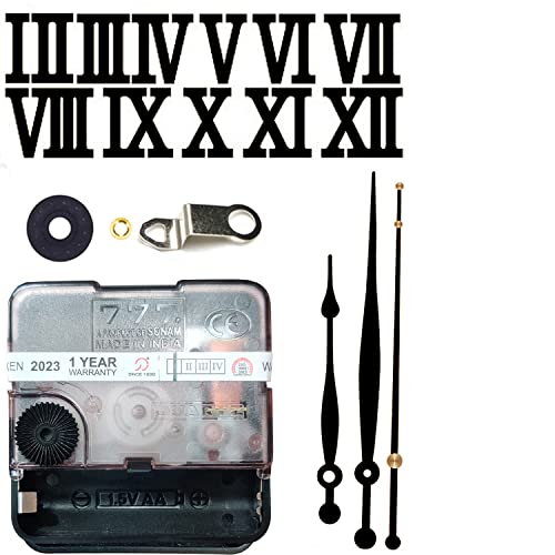 Image of 12 Pcs Arabic Mirrored Acrylic Numerals Movement Machine 22mm for Wood Resin Marble Clock Fancy Needles Pack 1 (Black D1)