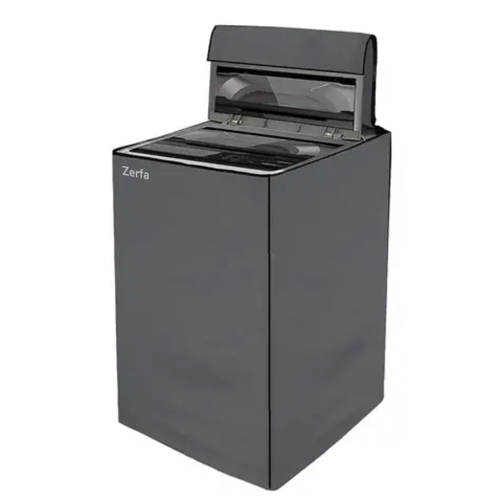 Zerfa Waterproof, Dust-Proof, Sun-Proof Top Load Fully Automatic Washing Machine Cover Fit and Suitable for All Brands Universal Cover - Grey (Dimensions: 63 x 63 x 93 CM)
