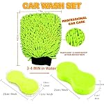 3 PK Car Wash Mitt Scratch Free, Chenille Microfiber Wash Mitt, Green - Image 2