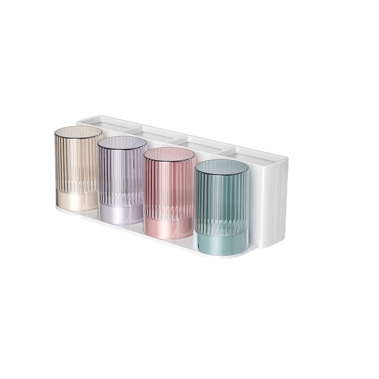 Estante para Cepillos de Dientes 2 Pezzi Porta di stoccaggio del Supporto da Denti a Parete con Un Kit di spremitura Automatico del distributore di dentifricio Automatico(A)
