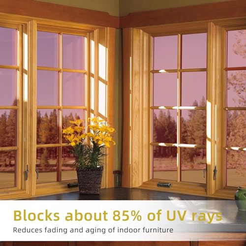 WPCTEV Window Privacy Film One Way Daytime Mirror Tint Treatments UV Heat Control Vinyl Stickers Sun Block Glass Paper Door Covering Reflective (Red Silver, 29.5 Inch x 6.5 Feet)