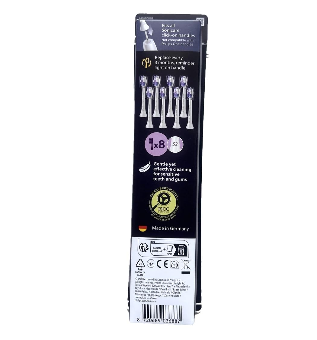 Pack de 8 cabezales de cepillo - PHILIPS - HX6058/87 - S2 blanco