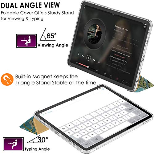 Image of DuraSafe Cases iPad PRO 12.9 3 Gen 2018 [ iPad 12.9 Inch 3rd ] A1876 A2014 A1895 A1983 MTEL2HN /A MTEM2HN /A MTFN2HN /A Trifold Printed Hard Smart PC Transparent Back Cover - Blossom