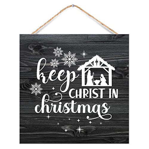 Panneau mural bois Keep Christ in Christmas 30cm pour salon