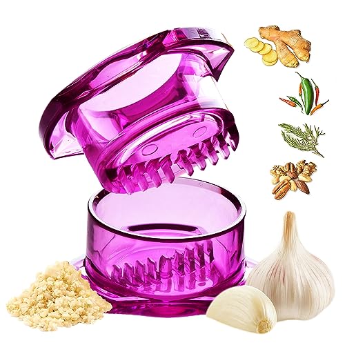 NexTrend Garlic Twister 4th Gen - Multifunctional Kitchen Mincer and Grinder for Ginger/Herb/Nuts, Easy to Clean! (Purple)