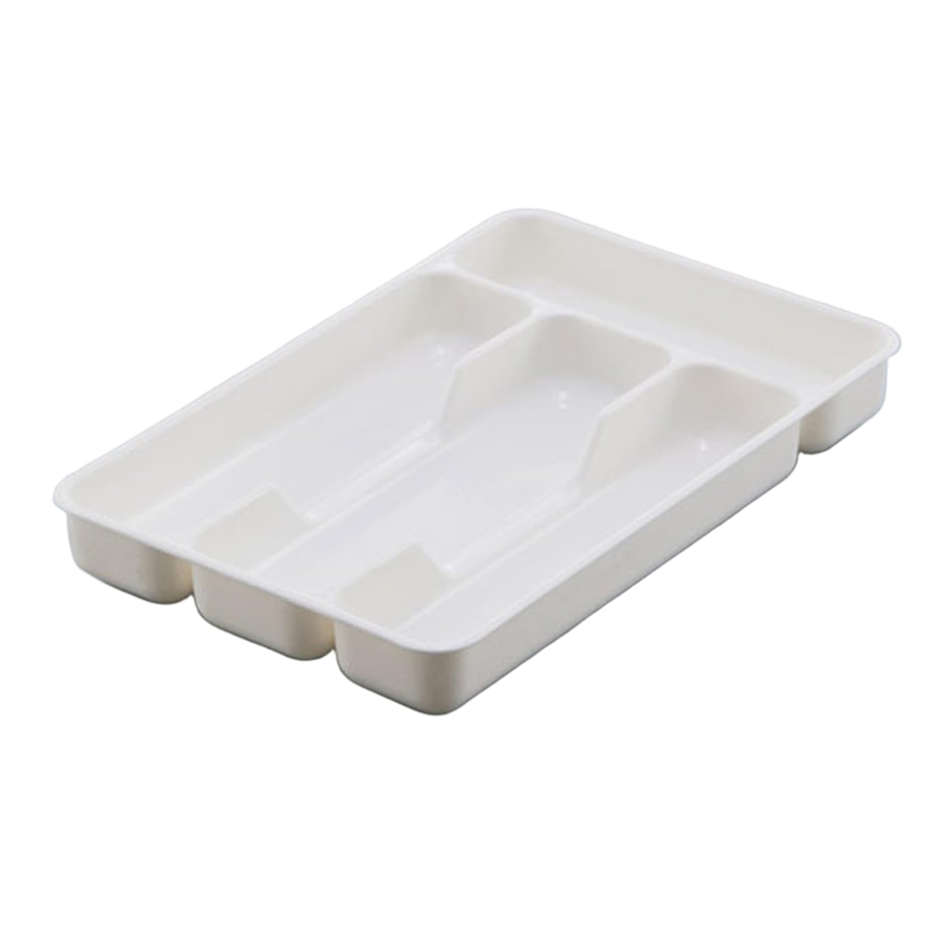 Ngbbby Cutlery Tray Plastic Cutlery Drawer Organiser with 4 Compartments White for Kitchen