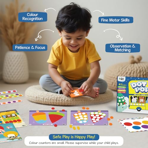 Image of GiniMini DOT POP! Activity Kit for Kids 2-5 | 150+ Elements | Colour, Counting, Sorting & Matching Games | Early Learning, Motor Skills | Reusable, Mess-Free & Screen-Free Fun (DOTPOP)