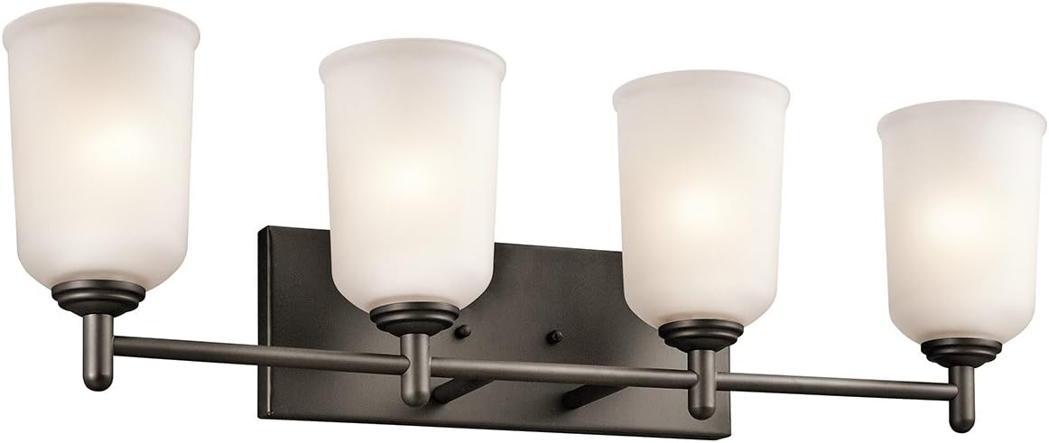 Flash Deals - 40% OFF Kichler Shailene 29.5 4 Light Vanity Light with Satin Etched Glass in Olde Bronze