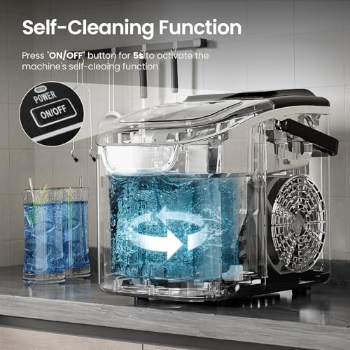 Countertop Ice Maker Machine – 8 Bullet Ice in 6 Mins, 26.5lbs/24Hrs Output – Self-Cleaning Portable Design with Selectable Ice Size & Touch... - Image 4