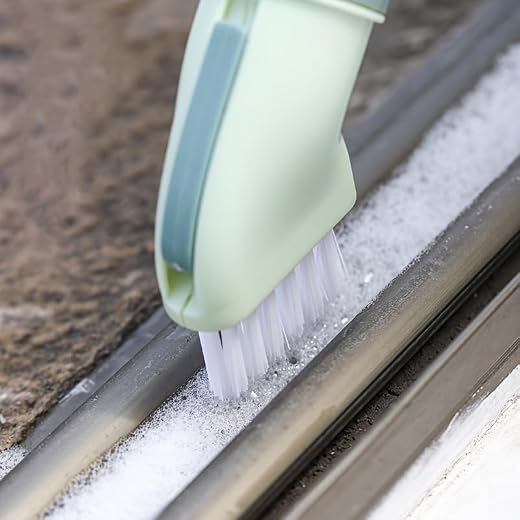 Multi-Angle Crevice Brush, Retractable for Wet and Dry use, Suitable for Cleaning bathrooms, countertops, faucets, Window Sills, Floor crevices and Shoe Uppers (Green)