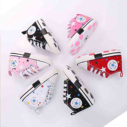 Uaro Baby Boys Girls Star High Top Sneaker Soft Anti-Slip Sole Newborn Infant First Walkers Canvas Denim Shoes (G-Black, 12_Months), 12-18 Months Toddler #TOP5