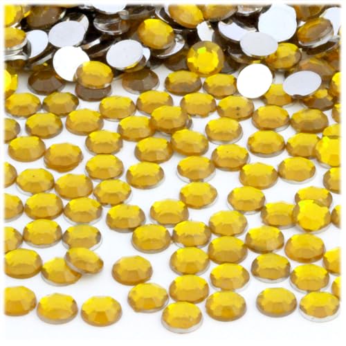 The Crafts Outlet 144pc Rhinestones Round 8mm - Flatback Golden Yellow