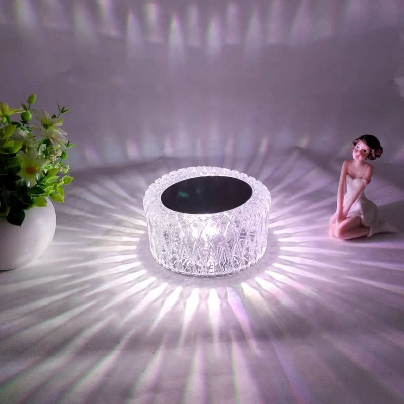 TTY Crystal Bedside Table Lamp, Crystal Rose Diamond Table Lamp Touch Control,3 Lighting Colors Brightness Adjustable USB Rechargeable Crystal Decorative Nights Lamp (K Colour)