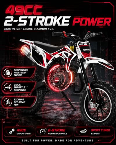 Image of 50cc Kid Gas Dirt Bike, 2-Stroke Gas Powered Kids Motorcycle