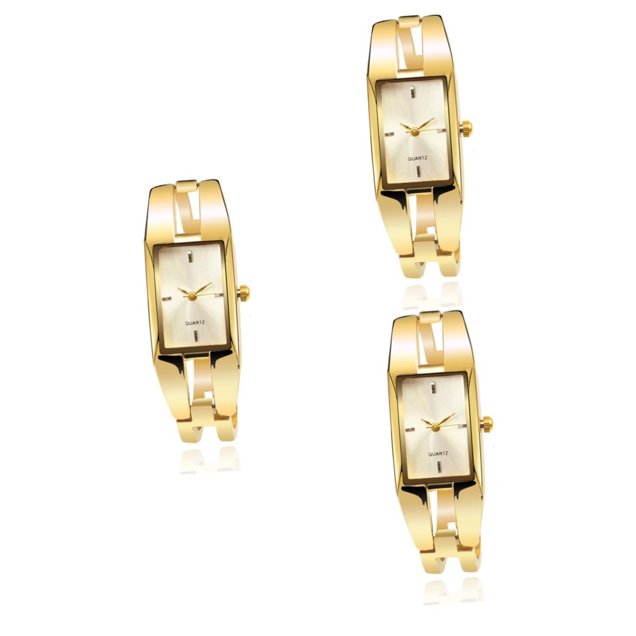 3stücke Fashion Damen Armbanduhr Quarz Mit Elegantem Goldarmband Und Weißem Stilvolle Bangle Uhr Für Für Alltag Und Besondere Anlässe